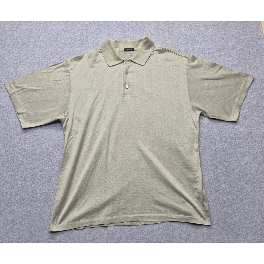 Marbas Italy Polo Shirt Mens XL Beige Striped Mercerized Filo di Scozia Cotton